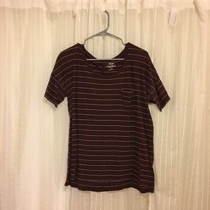 Maroon striped boyfriend tee